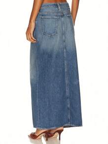 High-Waisted Slit Design Slimming Denim A-Line Mid-Length Skirt, 2025 Spring New Fashion Workwear And Casual Versatile