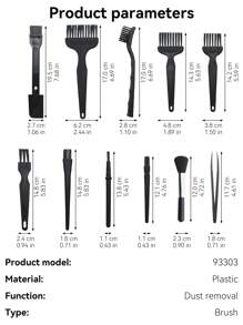 9 pièces Brosse en plastique multifonctions, brosse de nettoyage pour téléphone portable et ordinateur, brosse d'élimination de la poussière du clavier, ensemble de brosses pour les interstices de voiture industrielle
