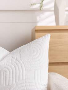 1/2 Buah Sarung Bantal Dekoratif Mewah, Sarung Bantal Berlapis Geometris, Sarung Bantal Persegi Panjang Lembut Berwarna Polos - Putih - View 3