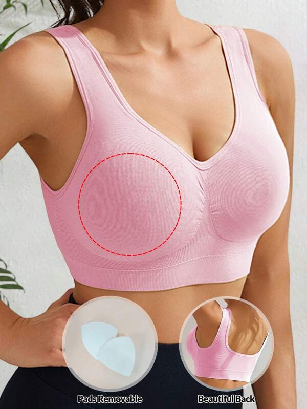 Brassière sans couture pour femmes avec coussinets amovibles, débardeur push-up sexy de couleur unie, beau dos, soutien-gorge de yoga, sous-vêtements intimes