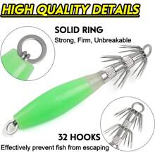 5 Packs Glow-In-The-Dark Squid Jigs - UV Reactive Octopus Lures With Multi-Tentacle Hooks For Night Fishing | Saltwater Flashing Lures For Calamari, Cuttlefish & Deep Sea Angling