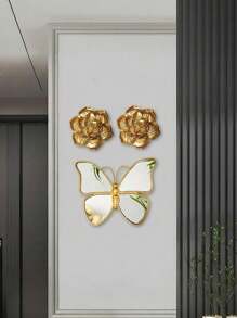 Zestaw dekoracyjnych luster ściennych w stylu vintage z motylami, szklane ozdoby wiszące do akcentów ściennych w salonie - eleganckie dekoracyjne motyle, nie wymagają prądu, idealne na okazje ogólne