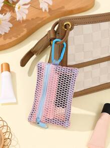 Miniaturowa kosmetyczka z siateczki na zamek błyskawiczny, dostępna w wielu kolorach, wygodna portmonetka na monety, etui na klucze, etui na karty i szminkę