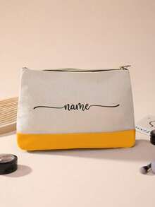 Custom Name And Text Makeup Bag, Canvas Waterproof Zipper Large Capacity Cosmetic Pouch, Coin Wallet, Pen Case Travel Organizer, Birthday Gift, Bridesmaid Gift - Multicolor - View 10