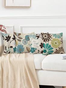 4 pièces Taies d'oreiller imprimées de fleurs vintage, Housses de coussin en velours rétro, impression unilatérale avec fermeture éclair cachée, convenant à toutes les saisons, sans insert de coussin, adaptées à la décoration de cabine extérieure, salon, chambre à coucher, canapé, patio