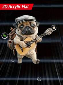 1pc 2D Flat Guitar / Reading / Weightlifting Bulldog Shape Vent Clip - Aroma Diffuser, Acrylic Air Freshener, Suitable For Fashionable Car Interior Accessories, Bulldog Decor | Cute Design | Durable Acrylic