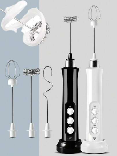 3 In 1 Portable Rechargeable Electric Milk Frother Foam Maker Handheld Foamer High Speeds Drink Mixer Coffee Frothing Wand Stonego Kitchen Tools,2 In 1 Electric Household Handheld Egg Beater New Arrivals For Christmas Season