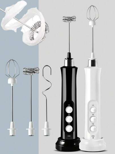 3 In 1 Portable Rechargeable Electric Milk Frother Foam Maker Handheld Foamer High Speeds Drink Mixer Coffee Frothing Wand Stonego Kitchen Tools,2 In 1 Electric Household Handheld Egg Beater New Arrivals For Christmas Season