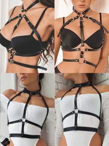 Women's PU Leather Fashion Belt Gothic Chest Corset Valentine's Day Dating Costume Body Corset Body Shaping Belt Valentine's Day Mardi Gras Costume Accessories Sexy Lingerie Accessories