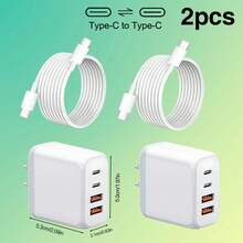 USB C 充电器块 4 端口壁式充电器 C 型充电器快速充电块立方体。多端口 PD 电源适配器壁式插头适用于 L 手机 16 15 14 Pro Max，适用于办公室、宿舍和家庭多端口 - 美規A型插(110-127V) - 查看 3
