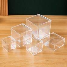 Cajas de plástico transparente, cajas de almacenamiento de joyas, cajas de almacenamiento decorativas de cubo cuadrado para exhibir caramelos, pastillas, joyas pequeñas, juguetes, regalos y obras de arte