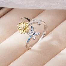 1pc Of Women's Anxiety Relief Butterfly Adjustable Ring, Wedding Jewelry, Stress Relief, Daily Wear, Irritability Ring, Daily Wear Jewelry - Silver - View 9