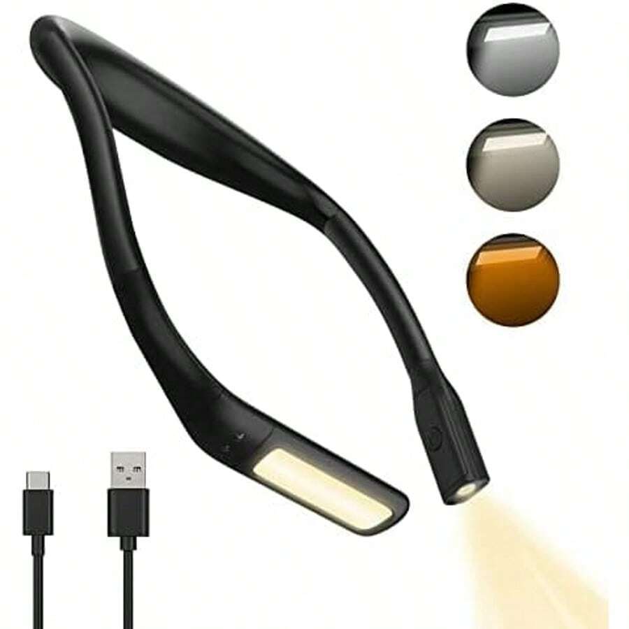 2000mAh Rechargeable Neck Hanging Reading Light, Wide Lamp Head, Gift For Booklovers, Suitable For Reading, Camping, Knitting, Birthday, Christmas, Unisex