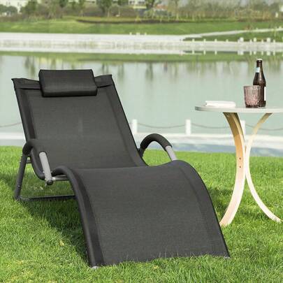 SoBuy OGS38 Sun Lounger Garden Lounger Relaxation Chair Deck Chair With Pillow WHT Approx: 56x67x165cm