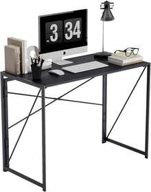 Escritorio Plegable Escritorio Computadora para Oficina en Casa, Escritorio Oficina Estudio sin Ensamblaje Mesa Plegable para Espacios Pequeños Negro (100X50X75 CM) - Negro completo (100 x 50 x 75 cm) - Ver 10