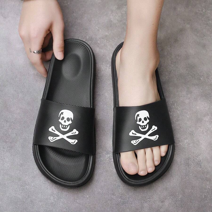 Plus Size Men's Summer Outdoor Slippers, Adjustable Wide Foot Anti-Slip Anti-Odor Soft Bottom Flip Flops, Casual Sports Leisure Slip-On - Black - View 1