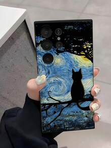 1 件简约星空和猫咪图案软手机壳，防滑设计，适用于三星、红米、OPPO、荣耀