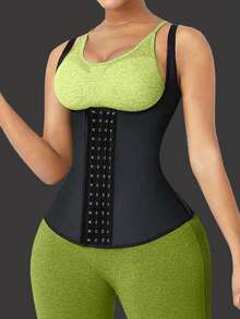 女士高腰塑身腰带吊带背心瘦身内衣腹部和背部支撑塑身衣 - 黑色 - 查看 5
