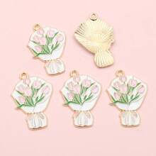 10 buc 27x18mm email flori buchet farmece pandantiv pentru coliere cercei bijuterii DIY fabricarea accesorii descoperiri