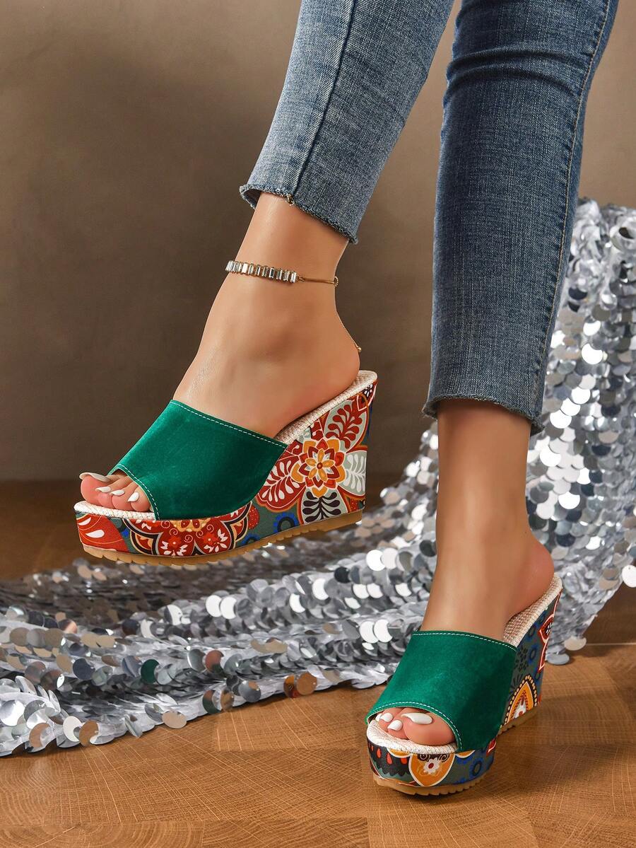 Nuevas sandalias de cuña con plataforma, cómodas y versátiles, de moda para mujer - Verde - Ver 1