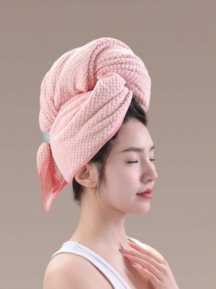 1 Khăn quấn tóc bằng sợi nhỏ cho phụ nữ, Khăn quấn tóc bằng sợi nhỏ cho tóc ướt Khăn lau khô tóc hai mặt cho tóc xoăn dài dày Khăn mặt chống xơ rối khi đi du lịch Mũ trùm đầu khi trở lại trường - Hồng - Xem 1