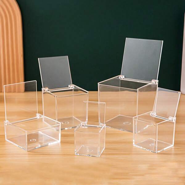 Cajas de plástico transparente, cajas de almacenamiento de joyas, cajas de almacenamiento decorativas de cubo cuadrado para exhibir caramelos, pastillas, joyas pequeñas, juguetes, regalos y obras de arte