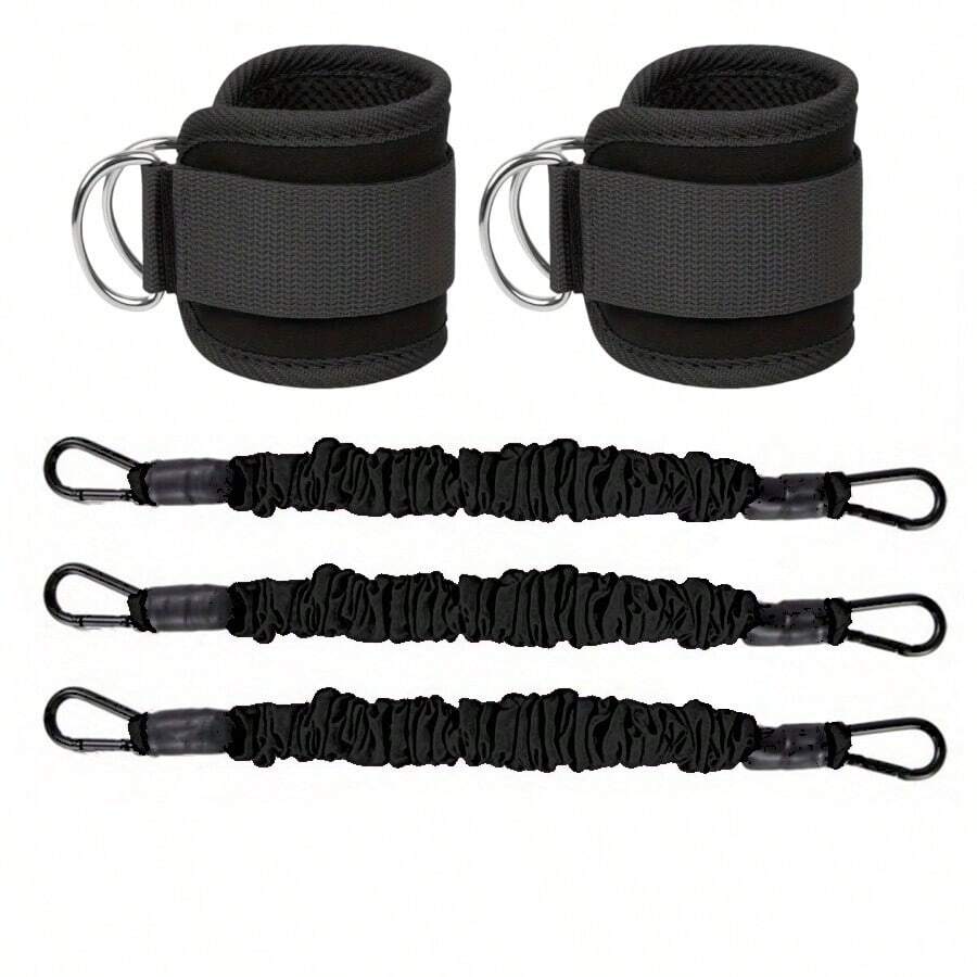 Bộ 5 dây đàn hồi kèm 2 dây quấn mắt cá chân, thích hợp cho tập luyện cơ chân, đá Taekwondo và tập luyện sức mạnh. - Nhiều màu - Xem 1