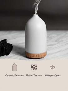 100ML Ceramic Essential Oil Diffuser - Ultrasonic Aromatherapy & Humidifier With 7-Color LED Lights, Auto Shut-Off, Wood Grain Base, 30s/1H/2H Timer | Scent For Home, Office, Yoga