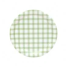 10 件/20 件/50 件鼠尾草绿派对装饰鼠尾草绿格子主题一次性纸盘格子盘用于格子晚宴婚礼派对礼品用品 - 綠白 - 查看 7