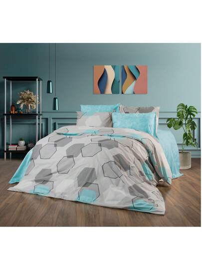 2 Stücke türkisches Baumwoll-Bettdeckenset in Einzelgröße, ganzjährig, weich und gemütlich, 1 Stücke 160*220 cm Bettbezug, 1 Stücke 50*70 cm Kissenbezug