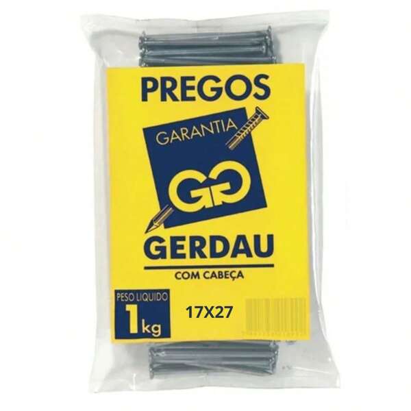 Prego Com Cabeca Polido 17x27 1Kg Ideal Para Madeira Estrutural E Telhados