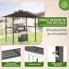 8 X 5 Ft Outdoor Patio Grill Gazebo Canopy With Double Tiered Tent Roof Cover & Metal Frame - Brown - View 5