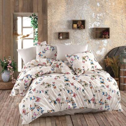 [Hergestellt in der Türkei] Weicher Baumwollmischung 3/4 Stücke Bettwäsche-Set | 160*220 / 220*240 Bettbezug + 180*240 / 240*260 Spannbettlaken + 50*70 Kissenbezug(e) | Minimalistisches & gemütliches Design