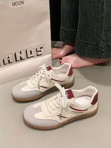 Hot Breathable Sneakers, German Training Shoes, Women's 2025 Spring New Versatile Casual Sports Skate Shoes, - Red - View 3