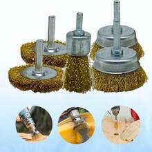 5pcs Circular Rotary Steel Brush Disc Set For Drill - Vàng - Xem 1