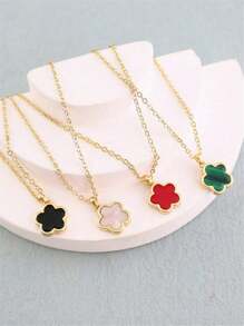 1 pieza Collar de mujer con colgante de trébol minimalista de diseño floral elegante, cadena de clavícula de moda versátil, adecuado para fiesta, regalo de cumpleaños