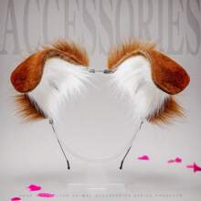 Furry Animal Ear Headband, Spotted Dog/Folded Ear Puppy Ear Costume Accessories For Holiday/Role-Playing