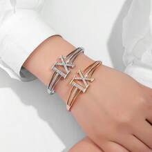 1pc Women's High-End Simplistic Moebius Pave Starry Crystal Bangle Bracelet - Multicolor - View 1