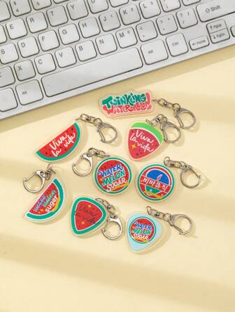 1 st akryl söt tecknad Vivalavida lysande vattenmelon tecknad fruktstil tema nyckelringshänge ryggsäcksprydnad/väsktillbehör/skolväsktillbehör/väskhänge/väska/väns biltillbehör väskberlock ryggsäck för skolan goth y2k julklappsidéer väsktillbehör nyckelband med ID-hållare biltillbehör väskberlocker