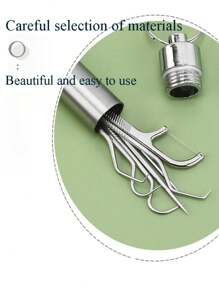 Set de 3/4/5/6/7/9 piezas de palillos de dientes de acero inoxidable con tubo portátil de almacenamiento, limpiador dental de metal para el cuidado y limpieza oral de los dientes