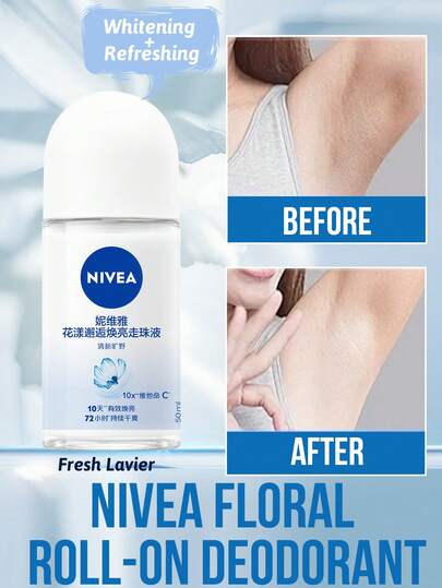 NIVEA Desodorante de bola con aroma a lavanda de 72 horas, frescura duradera, control efectivo del olor, ingredientes naturales, diseño portátil, aplicación suave, apto para todo tipo de piel, especialmente para piel sudorosa, proporciona una experiencia segura, hidratante y calmante (50ml/1.76 Fl Oz)