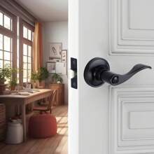 1 paquete de pomos de puerta interior color negro mate, manijas de puerta con estilo de onda, cerraduras de privacidad para baños y habitaciones, pomos de puerta de dormitorio y baño de uso pesado sin llave.
