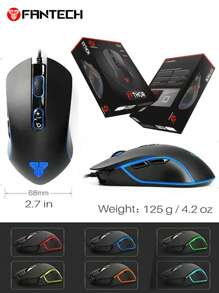 FANTECH فأرة ألعاب سلكية FANTECH X9، RGB، 7 أزرار ماكرو قابلة للبرمجة ، راحة حقيقية للاعبين المبتدئين للحاسوب الشخصي بنظام وندوز ،باللون الأسود