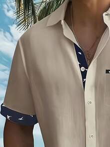 قميص رجالي ذو أكمام قصيرة مطبوع على طراز عبر الحدود بين أوروبا وأمريكا، قميص كاجوال سليم فت مقاسات كبيرة