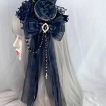 1 szt. Lolita Gothic Style All-Match Elegancki płaski kapelusz Mała spinka do włosów Akcesoria do włosów Halloween