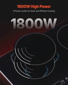 Induction Cooktop, 1800W Electric Countertop Burner, 2 Burner Touch Control Stove, Built-In Induction Cooktop With 9 Power Settings, Child Safety Lock, Timer, Glass Surface - US A Type Plug(110-127V) - View 3