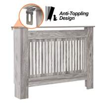 Jooli H Radiator Cover Grey Modern MDF Vertical Slats Wood Decorative Cabinet For Living Room Bedroom Hallway - Grey - View 7