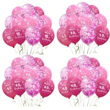 12/24 Pieces Of 12 Inch Birthday Party Balloons, Anniversary Party Decoration, Rose Red Pink Themed Party Balloons, Birthday Party Supplies, Indoor And Outdoor Decoration