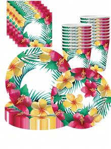 10 Stücke Hawaii Luau ovale Pappteller, Einweg Aloha Blumen Party Dekoration, Sommer Servierteller Tafelbesteck Zubehör, beliebte tropische Servierplatte, ideal für Strandpartys, Geburtstagsfeiern
