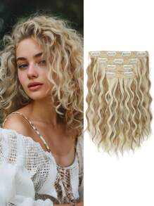 Extensions de cheveux à clipser, 4 pièces Extensions de cheveux de 12 pouces, extensions de cheveux ondulés courts, invisible, faites de fibres synthétiques douces. Convient pour une utilisation quotidienne des femmes.
